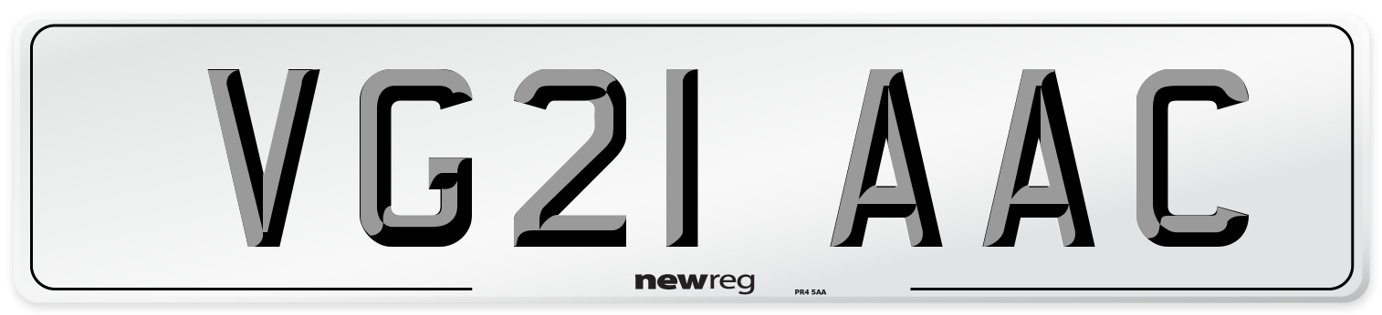 VG21 AAC Number Plate from New Reg